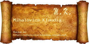 Mihalovics Klaudia névjegykártya